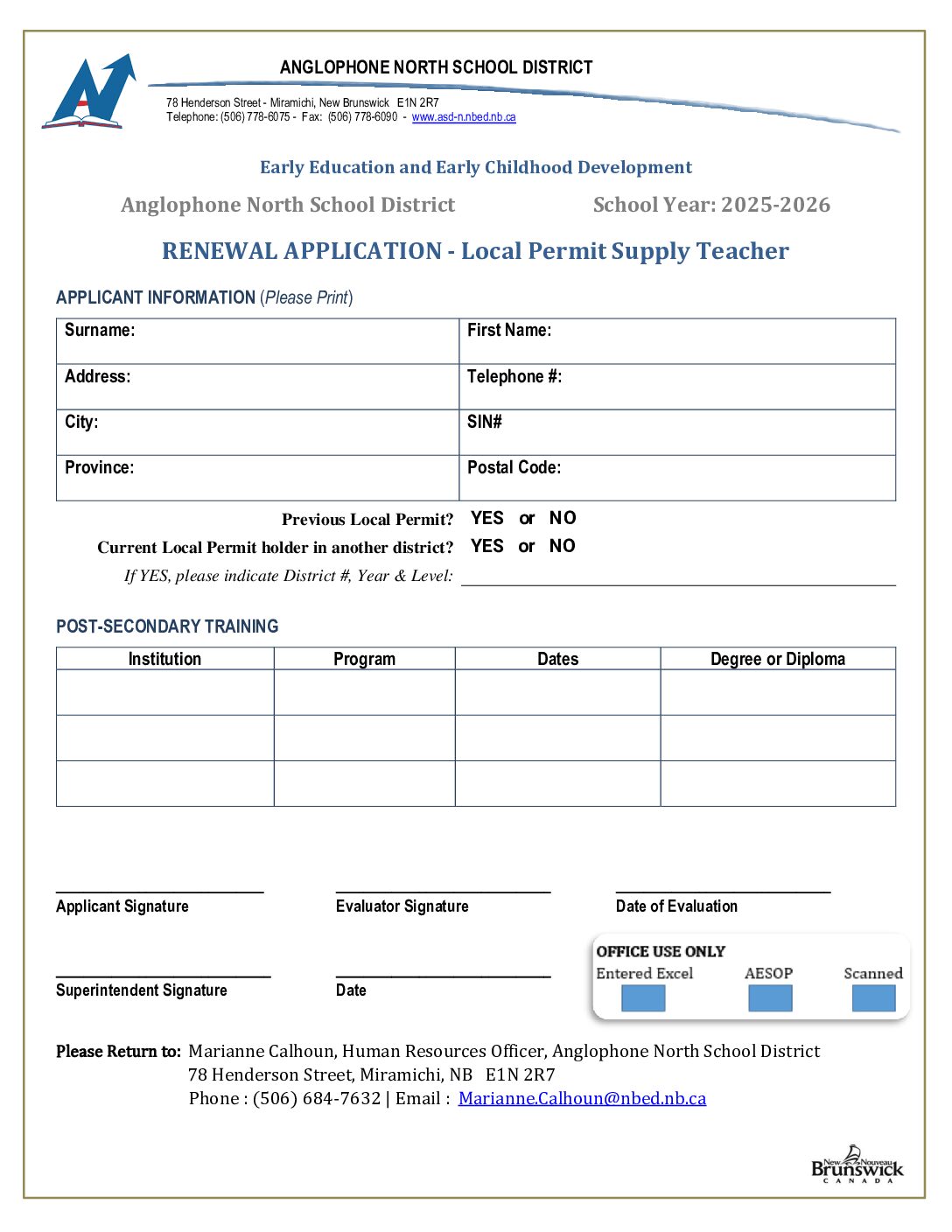 Local Permit Renewal Form 2025-26